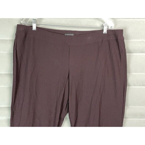 Eileen Fisher Women XL Stretch Crepe Slim Ankle Pant Purple Pull On Drapey READ - Picture 3 of 9